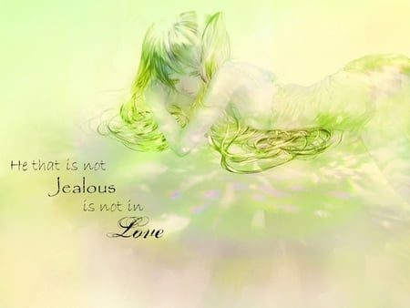 Jealous - beauty, nice, thighhighs, twintail, cool, pretty, lime green, green, anime, miku, cute, hatsune miku, skirt, sad, vocaloids, hatsune, jealous, vocaloid, beautiful, awesome