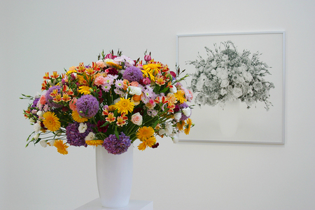 still life - nice, photography, bouquet, still life, vase, white, picture, cool, reflection, beautiful, colors, flowers, photo, flower