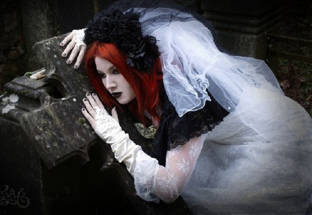 Bride of Darkness - girl, goth, tomb, bride, fantasy