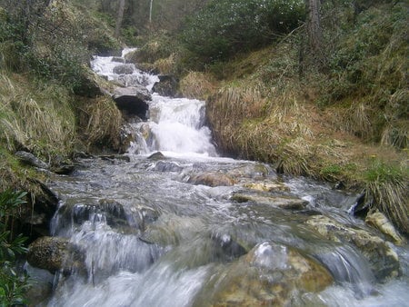 mountain rivers blu... - waterfalls, naturs, rainbow, forces of nature, sky