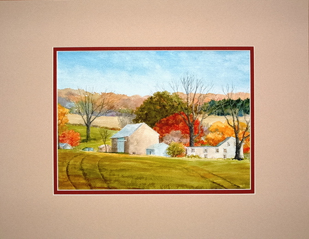 Just A Little Country Farm - fields, colour, farm, fall, trees, house, barn