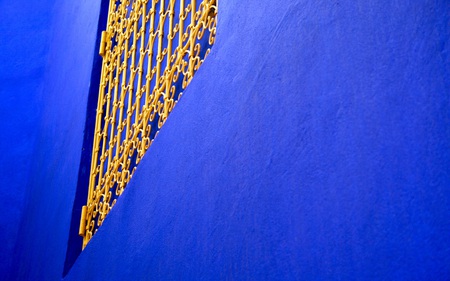 Majoelle in Blue - majorelle, window, blue, architecture, house, facade