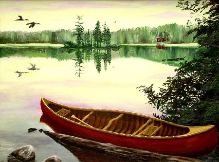 My Love For A Canoe - calm, tranquility, lake, peaceful, canoe, quite