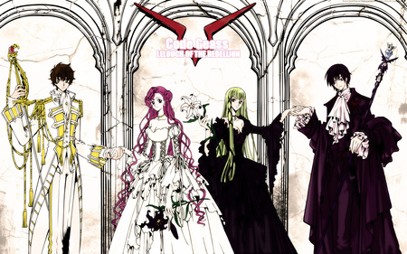 Light and Dark - anime, cc, lelouch, light, dark, sazuke, knight, witch, euphimia, lamperouge, warlock, princess, couple, code geass