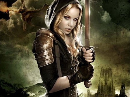 Suckerpunch - game, beautiful, hot, girl, sword, eye, hair, knight, suckerpunch, hd, action