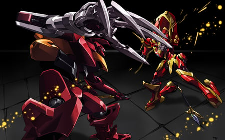 desolate isolation - guren, anime, red, mecha, mobile suit, lancelot, code geass, robot