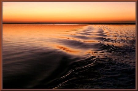 Ripples - horizon, sunset, ocean, ripples, golden colour