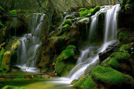 Faerie Glen - waterfalls, water, glen, moss, magical