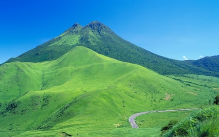 Green Mountain - green, sky, mountain, blue