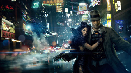 Night Life - hat, marek okon, gun, city, night, fantasy, babe, hd, hero, action, adventure, video game