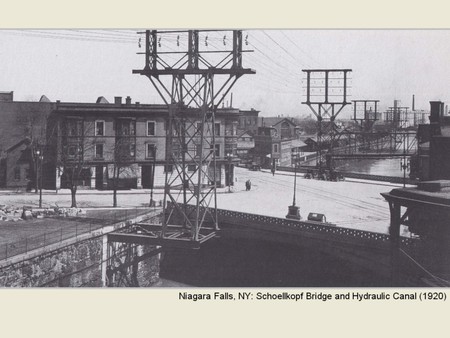 Niagara Falls, NY: Schoellkopf Bridge and Hydraulic Canal (1920) - architecture, water, bridge, niagara falls