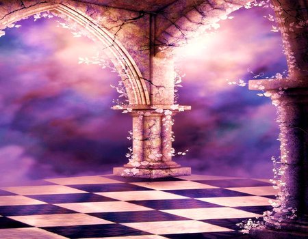 DREAM STAGE - flowers, dreamy, purple, stage