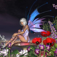 FAIRY SUROUNDED BY FLOWERS