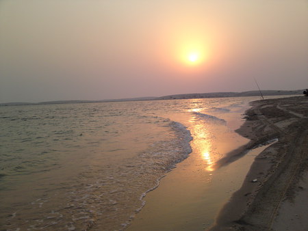 sunset at khor aladeed beach - sunset, beach, qatar, aladeed