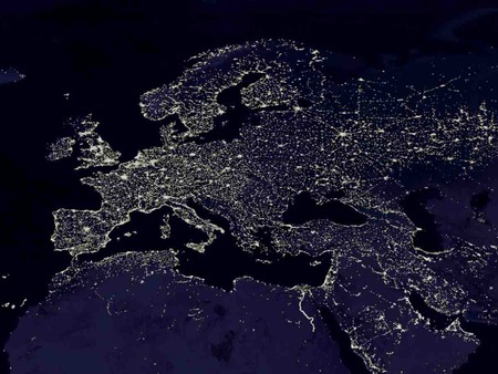 Europe at night - planets, space, europe, earth