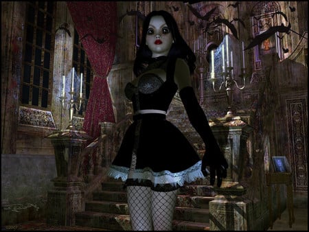 Spooky Step-Sister - girl, goth, gothique, step-sister, black, spooky