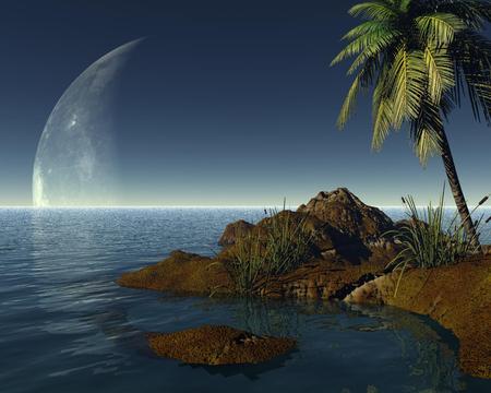 atoll - moon, ocean, nature