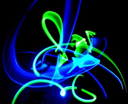 Rave All Night - abstract, blue, photography, rave, party, music, glow, lights, green