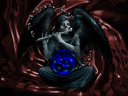 Sound of Death - flute, reaper, death, globe, black wings