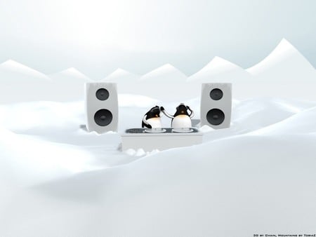 djs party - abstract, music, penguins, dj, party