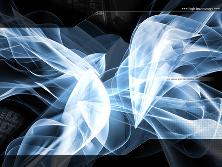 High Technology - lights, dark, swirls, 3d, blue