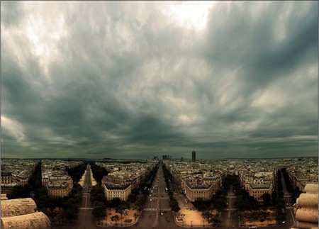 great sky - clouds, view, triumph arc, great, france, sky, scary