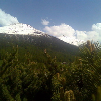 summer snow time in mountain...