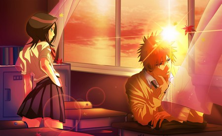 My Sun - school uniform, pretty, rukia, bleach, school, ichigo, sun