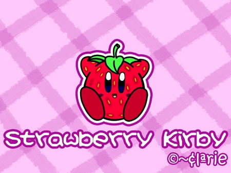 Strawberry Kirby - strawberry, purple, red, video games, kirby