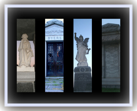 Angels Watching Over - guardians, angels, cemetary, death, monuments