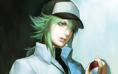 pokemon N - male, sexy, pokeball, hat, anime boy, pokemon, boy, hair green, n, green hair