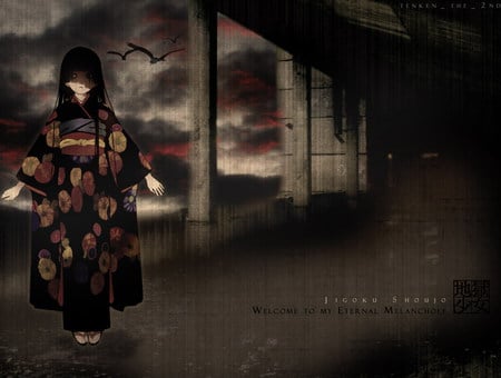 Eternal Melancholy - girl, dark, enma ai, anime, kimono, black, jigoku shoujo