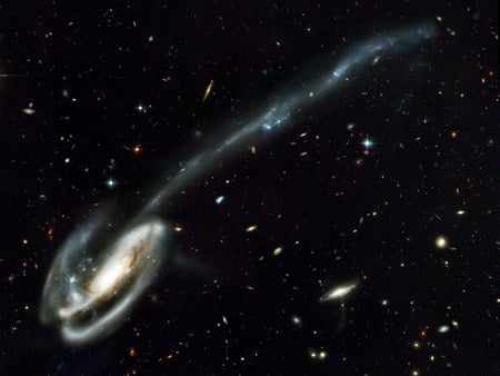 Arp 188 and the Tadpole's Tidal Tail - arp 188, galaxies, tail, stars, tadpole galaxy