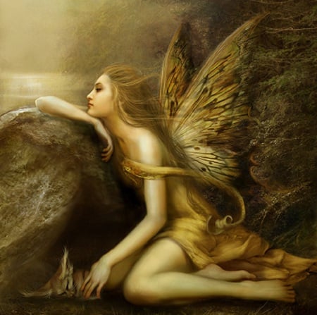 Faerie Glow - wings, animal, rock, fairy, fantasy