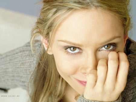 Calista Flockhart - smile, female, people, blond, cute, eyes, actress