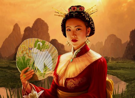 Lady Of Japan - fan, oriental, royalty, woman