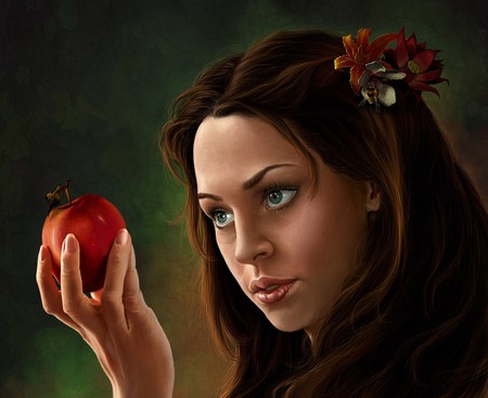 Tempted - eve, garden, temptation, apple