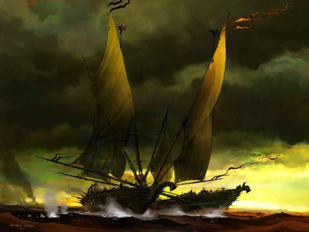 Pirate Ship - ship, ocean, pirates, catameran