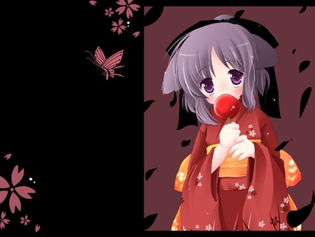 Catgirl in Yukata - beauty, yukata, flowers, anime girl, japanese, cute, catgirl