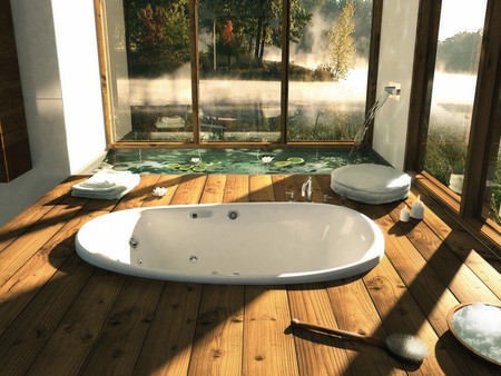 bath - calm, relax, house, beautiful, jacuzzi, bath, cool, architecture, interiors, style, nature, design, view, nice