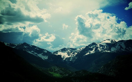 The Rocky Mountains - nature, dark, clouds, overcast, snow, beautiful, mountanis, capped