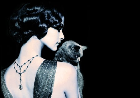 Woman and cat - woman, cat, model, beautiful