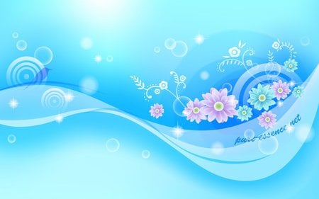 Blue  Floral - flowers, pretty, blue, floral, pink