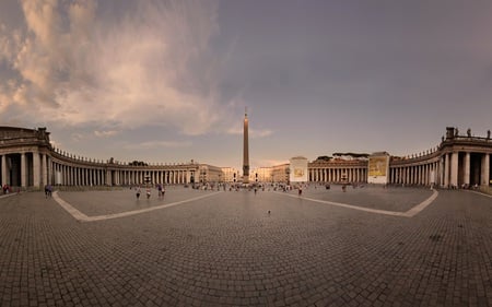 Piazza San Pietro - cloudy, beautiful, architecture, plaza, monuments, religious