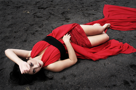 In red - dress, red, woman, model