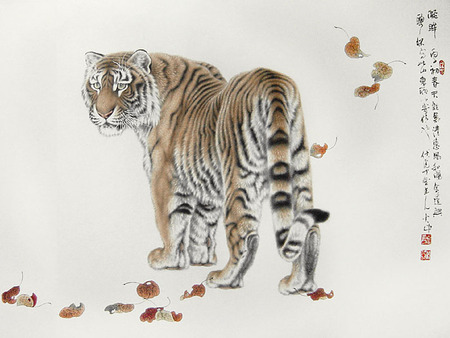 Tiger - abstract, drawing, chinese, artwork