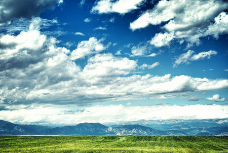 The field - sky, blue, clouds, green, field