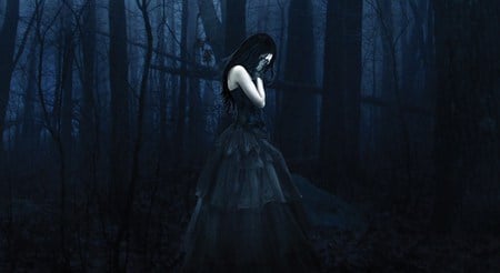 Fallen - goth, abstract, sad, beautiful, photography, girl, forest, dark