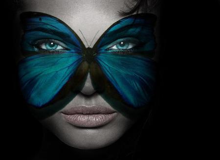 Enchanting Butterfly - woman, butterfly, blue, beautiful