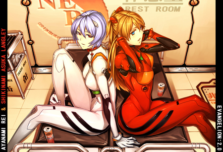 ayanami_rei--and-souryuu_asuka - girls, sexy, anime, fanart, manga